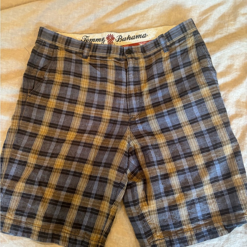 Tommy Bahama Men's Plaid Shorts in Blue and Tan